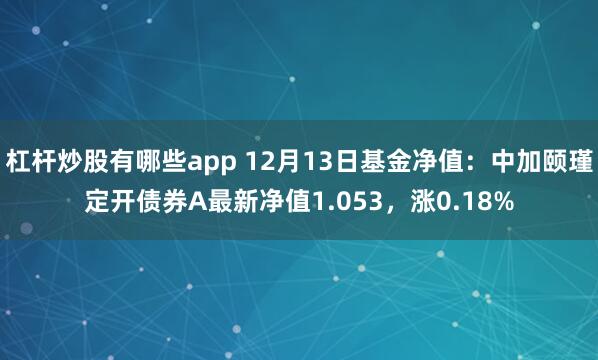 杠杆炒股有哪些app 12月13日基金净值：中加颐瑾定开债券A最新净值1.053，涨0.18%