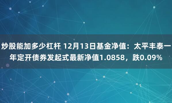 炒股能加多少杠杆 12月13日基金净值：太平丰泰一年定开债券发起式最新净值1.0858，跌0.09%