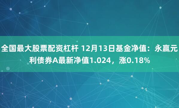 全国最大股票配资杠杆 12月13日基金净值：永赢元利债券A最新净值1.024，涨0.18%