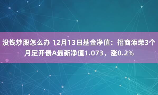 没钱炒股怎么办 12月13日基金净值：招商添荣3个月定开债A最新净值1.073，涨0.2%