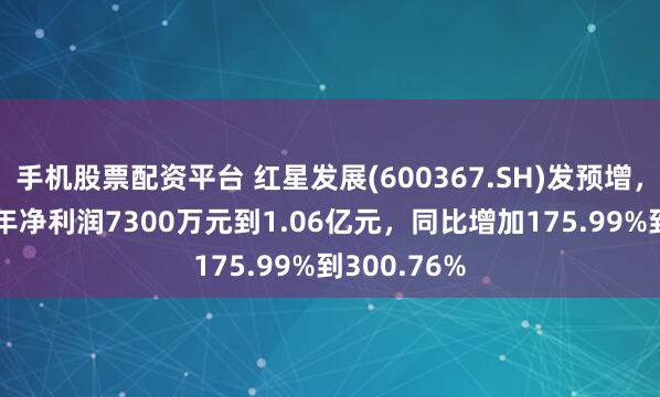 手机股票配资平台 红星发展(600367.SH)发预增，预计2024年净利润7300万元到1.06亿元，同比增加175.99%到300.76%