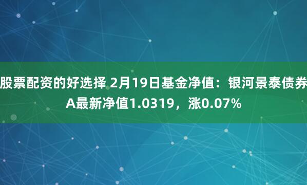 股票配资的好选择 2月19日基金净值：银河景泰债券A最新净值1.0319，涨0.07%